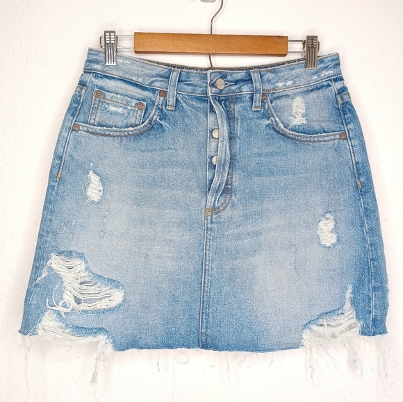 Free People Boyish by Her Corey Sz 28 Distressed Denim Skirt - Picture 2 of 15